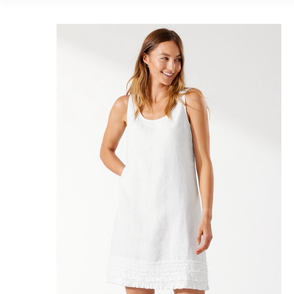 Tommy Bahama White Linen Sleeveless Dress
